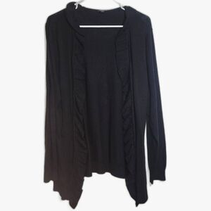 Talbots Black Ruffle Open Cardigan Sweater 1X